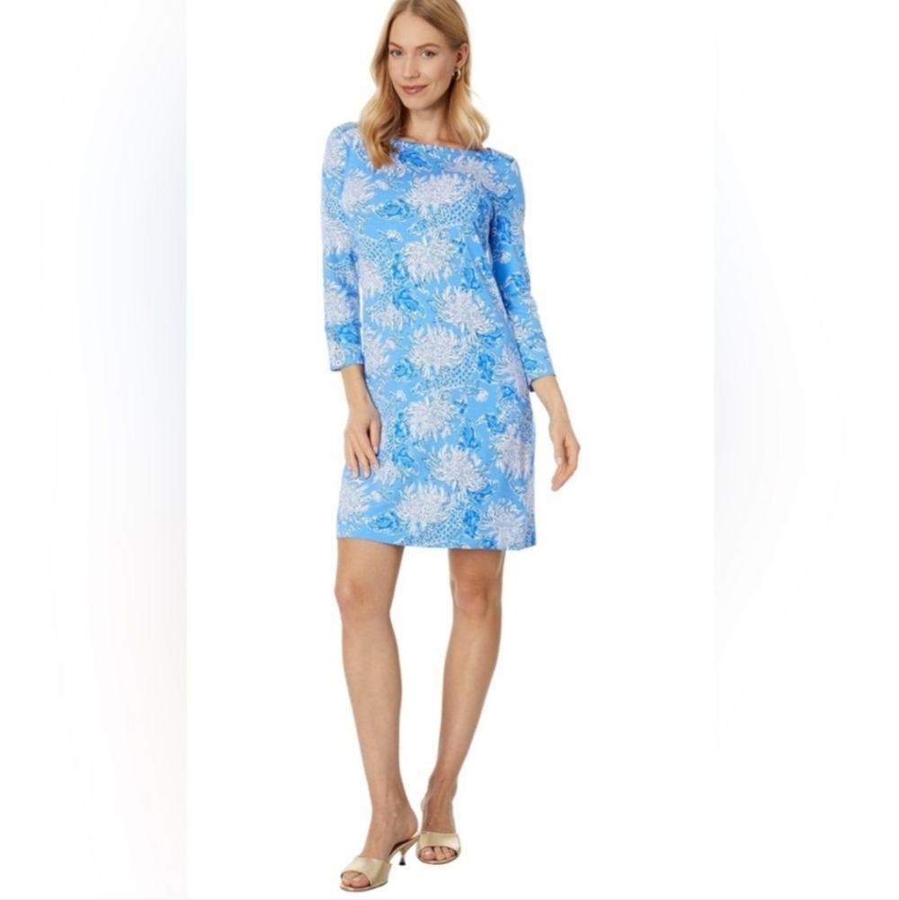 Lilly Pulitzer Boca Blue Croc And Lock It UPF 50+ Sophie Mini Dress Size Medium